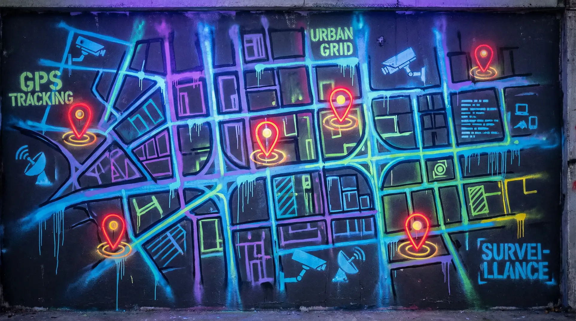 女巫季节国语 狗仔追踪地图 - 城市涂鸦风格